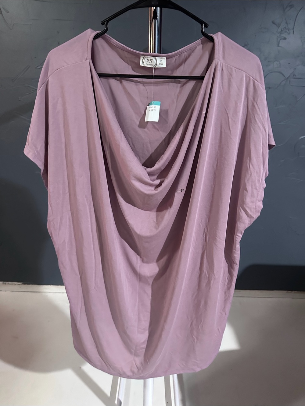 Maurices Draped Cowl Neck Tunic in Mauve